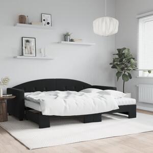 Dnevni krevet na razvlačenje s madracima crni 80x200 cm baršun - Crna / 80 x 200 cm