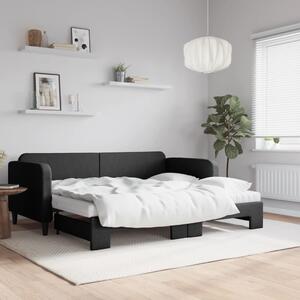 Dnevni krevet na razvlačenje s madracima crni 90x200 cm tkanina - Crna / 90 x 200 cm