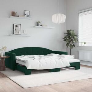 Dnevni krevet na razvlačenje tamnozeleni 90 x 200 cm baršunasti - Zelena / 90 x 200 cm