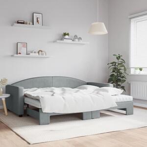 Dnevni krevet na razvlačenje svjetlosivi 90 x 200 cm od tkanine - Siva / 90 x 200 cm