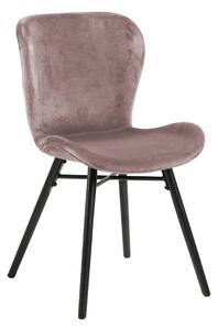 Stolica BATILDA A1 velur zagasito ružičast/ noge crne- suvremene za dnevni boravak / blagovaonicu