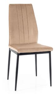 Stolica ATOM bež boje (tkanina Bluvel 28) - moderna, tapecirana, baršunasta, za dnevni boravak, blagovaonicu, ured, kuhinju