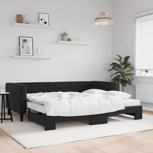 Dnevni krevet na razvlačenje s madracima crni 90x190 cm baršun - Crna / 90 x 190 cm