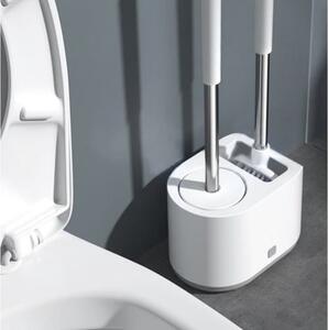Set od dva silikonska antibakterijska toaletna četka s bijelim postoljem od 42 cm