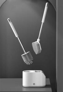 Set od dva silikonska antibakterijska toaletna četka s bijelim postoljem od 42 cm