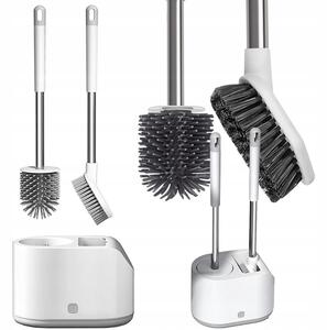 Set od dva silikonska antibakterijska toaletna četka s bijelim postoljem od 42 cm