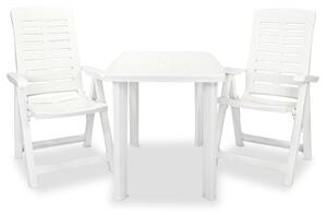 3-dijelni bistro set od plastike bijeli - Bijela / N/A