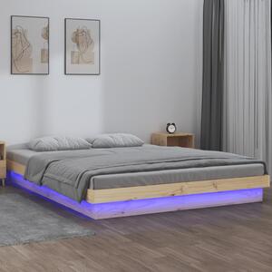 LED okvir kreveta 135 x 90 cm bračni od masivnog drva - Smeđa / 135 x 190 cm