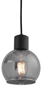 Art Deco viseća lampa crna sa dimnim staklom - Vidro