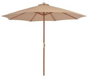 Vanjski suncobran s drvenim stupom 300 cm smeđesivi - Tupe / N/A