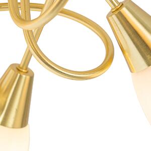 Plafonjera klasična zlatna s opalnim staklom 5-light - Inez