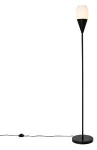 Moderna podna lampa crna s opalnim staklom - Drop