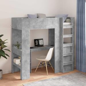 Okvir kreveta na kat s stolom Betonski sivi 75 x 190 cm - Siva / 75 x 190 cm