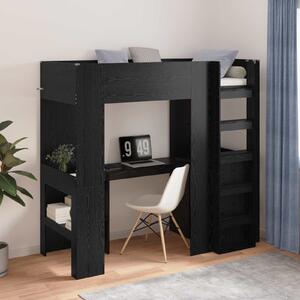 Okvir kreveta na kat s stolom s pohranom Crni hrast 75 x 190 cm - Crna / 75 x 190 cm