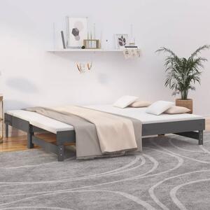 Dnevni ležaj na izvlačenje sivi 2x(90x200) cm masivna borovina - Siva / 2x (90 x 200) cm