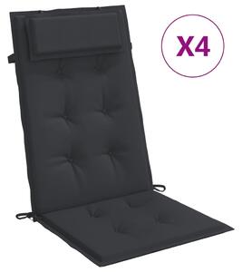 VidaXL Jastuci za stolicu s visokim naslonom 4 kom crni tkanina Oxford