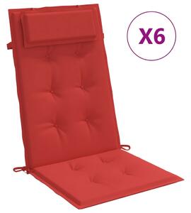 VidaXL Jastuci za stolicu s visokim naslonom 6 kom crveni od tkanine