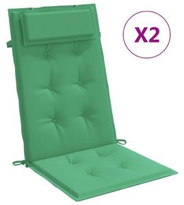 VidaXL Jastuci za stolicu s visokim naslonom 2 kom zeleni od tkanine