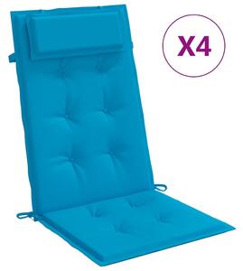 VidaXL Jastuci za stolicu s visokim naslonom 4 kom plavi od tkanine