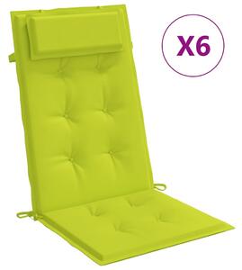 VidaXL Jastuci za stolicu s visokim naslonom 6 kom zeleni od tkanine