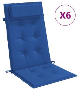 VidaXL Jastuci za stolicu s visokim naslonom 6 kom plavi od tkanine