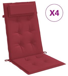 VidaXL Jastuci za stolicu s visokim naslonom 4 kom boja vina tkanina