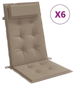 VidaXL Jastuci za stolicu s visokim naslonom 6 kom smeđesivi tkanina