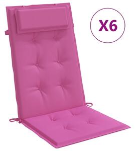 VidaXL Jastuci za stolicu s visokim naslonom 6 kom ružičasti tkanina