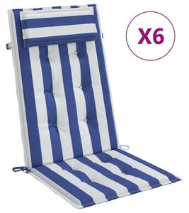 VidaXL Jastuci za visoku stolicu 6 kom plavo-bijele pruge od tkanine