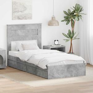 Krevet s od storage Betonski sivi 75 x 190 cm Konstruirano drvo - Siva / 75 x 190 cm