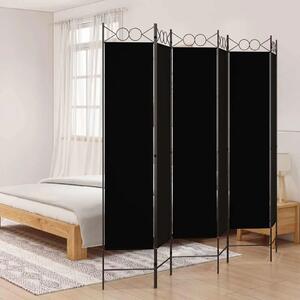 Paravan - Sobna pregrada s 6 panela crna 240x200 cm od tkanine