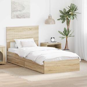 Krevet s od storage Sonoma hrast 90 x 200 cm Konstruirano drvo - Smeđa / 90 x 200 cm