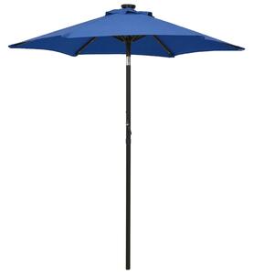 Vrtni suncobran LED azurnoplavi 200 x 211 cm aluminijski - Plava / N/A