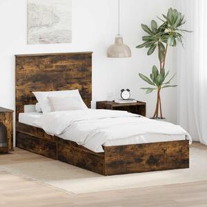 Krevet s od storage s uzglavljem Dimljeni hrast 75 x 190 cm - Smeđa / 75 x 190 cm