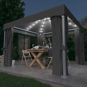 Sjenica sa zastorima i LED svjetlosnim trakama 3 x 3 m antracit - Antracitno siva / 3 x 3 m