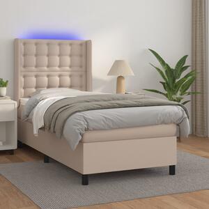 Krevet box spring i madrac LED cappuccino 80x200cm umjetna koža - Smeđa / 80 x 200 cm