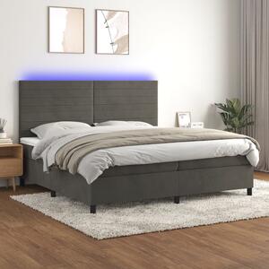 Krevet box spring s madracem LED tamnosivi 200x200 cm baršun - Siva / 200 x 200 cm