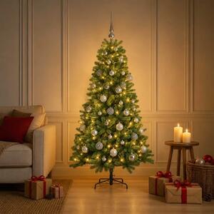 Umjetno božićno drvce s kuglicom 120 cm 150 LED lampica - 120 cm s LED-ima i srebrnim lopticama