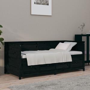 Dnevni ležaj crni 75x190 cm od masivne borovine - Crna / 75 x 190 cm