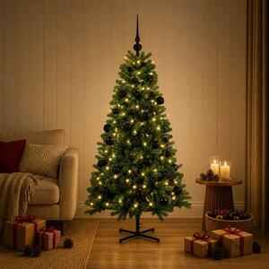 Umjetno božićno drvce s kuglicom 120 cm 150 LED lampica - 120 cm s LED-ima i crnim lopticama