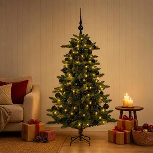 Umjetno božićno drvce s kuglicama 120 cm 150 LED lampica - 120 cm s LED-ima i crnim lopticama