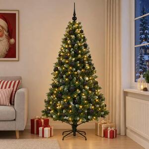 Umjetno božićno drvce s kuglicama 180 cm 300 LED lampica - 180 cm s LED-ima i crnim lopticama