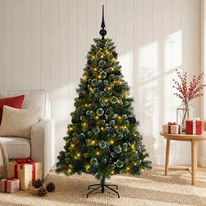 Umjetno božićno drvce s kuglicama 120 cm 150 LED lampica - 120 cm s LED-ima i crnim lopticama