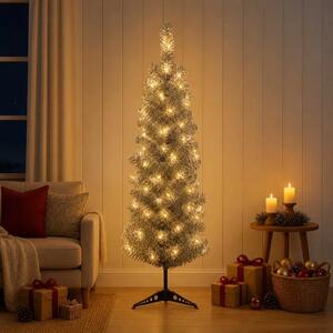 Umjetno vitko božićno drvce 150 cm 150 LED lampica Topla bijela - 150 cm s LED svjetlima