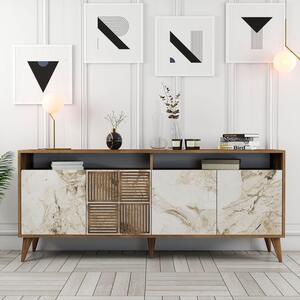 Woody Fashion Komoda MILAN MARBLE, Milan - Walnut, White Marble