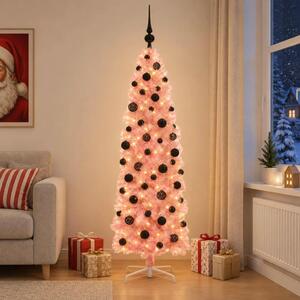 Umjetno usko božićno drvce s kuglicom 180 cm 300 LED lampica - 180 cm s LED-ima i crnim lopticama
