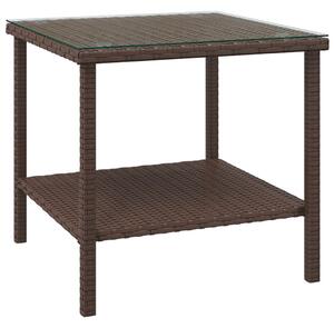 VidaXL Bočni stolić smeđi 45 x 45 x 45 cm poliratan i kaljeno staklo