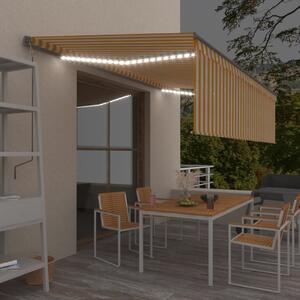Tenda na ručno uvlačenje s roletom LED 5 x 3 m žuto-bijela - Žuta / 5 x 3 m