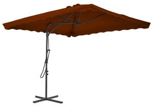 Vrtni suncobran s čeličnim stupom 250 x 250 x 230 cm terakota - Smeđa / N/A