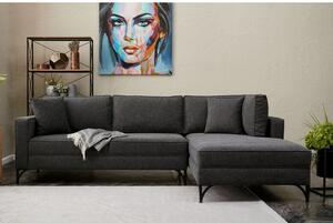 Atelier Del Sofa Kutna garnitura, Antracit Crno, Berlin Right - Anthracite, Black